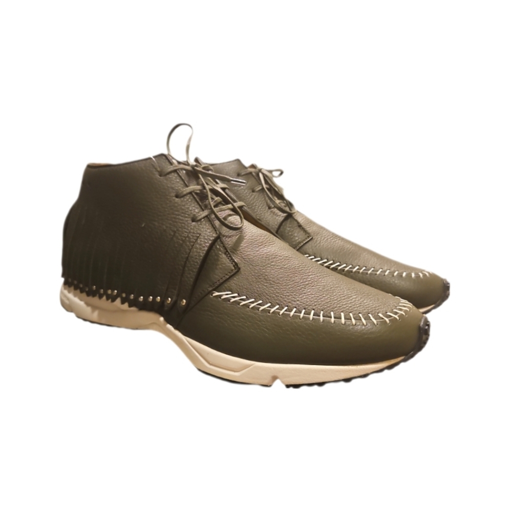 BUSCEMI | Green Leather Fringe High Top Sneakers in Size EU 45 / US 12